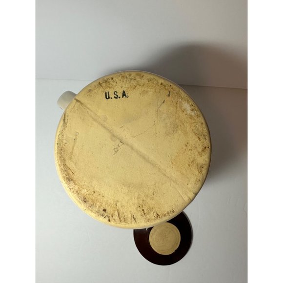 Brown & Tan 1 Quart Bean Stoneware Crock with Lid Made In USA - Picture 8 of 8